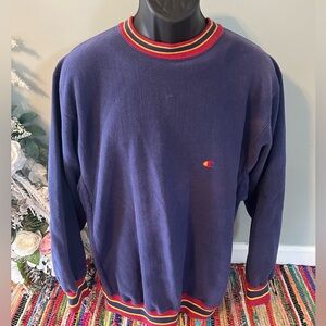 90s Champion Crewneck Sweatshirt Colorblock Collar Vintage MADE IN USA XXL